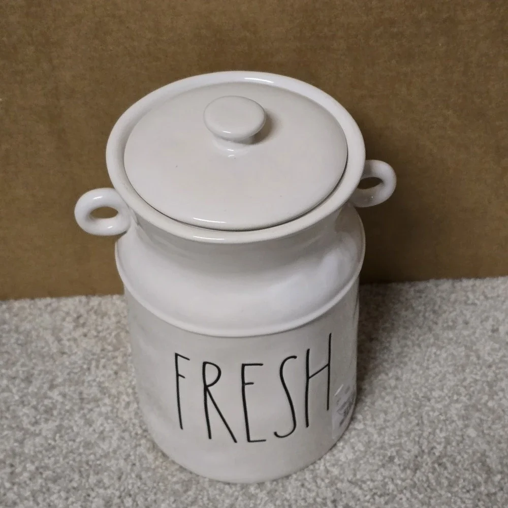 New‎ Rae Dunn FRESH Milk Jug Vase with Handles Farm